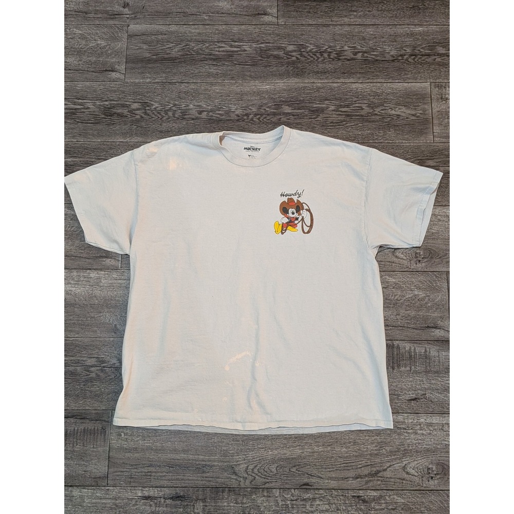 Disney Mickey Mouse Cowboy Howdy Graphic T-Shirt XL Tan Western The Original